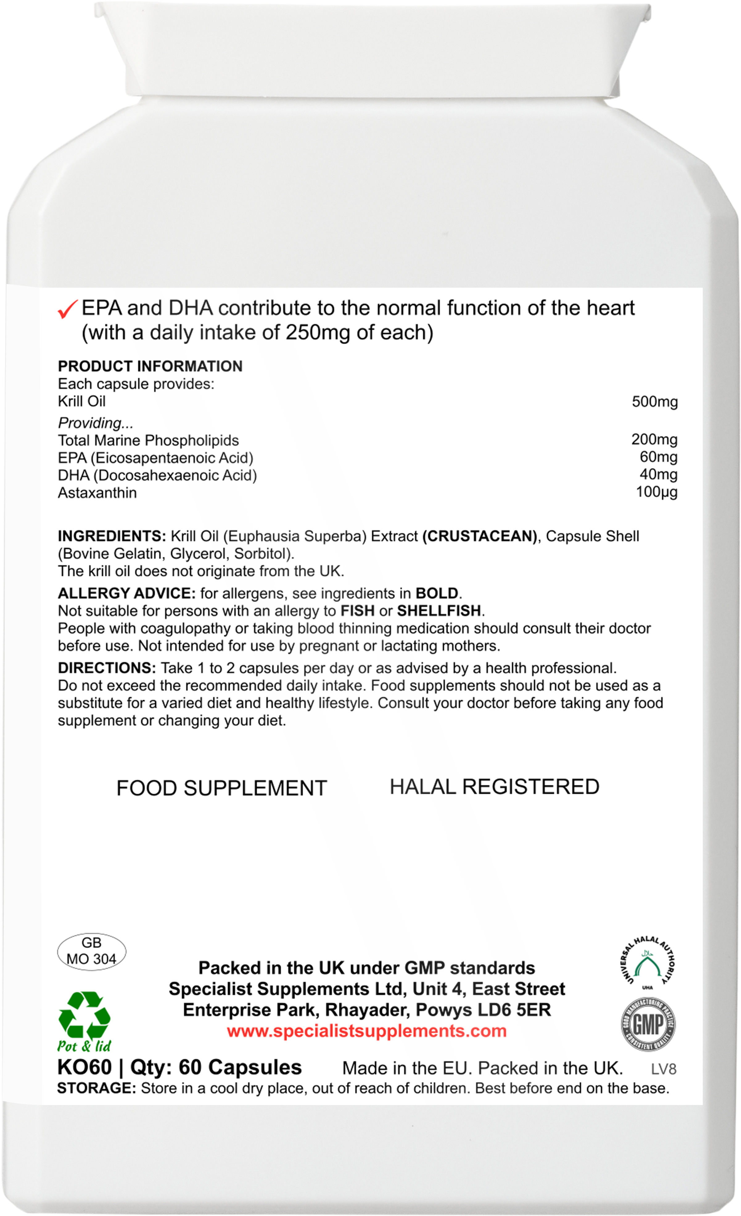 Antarctic Krill oil capsules - 500mg: