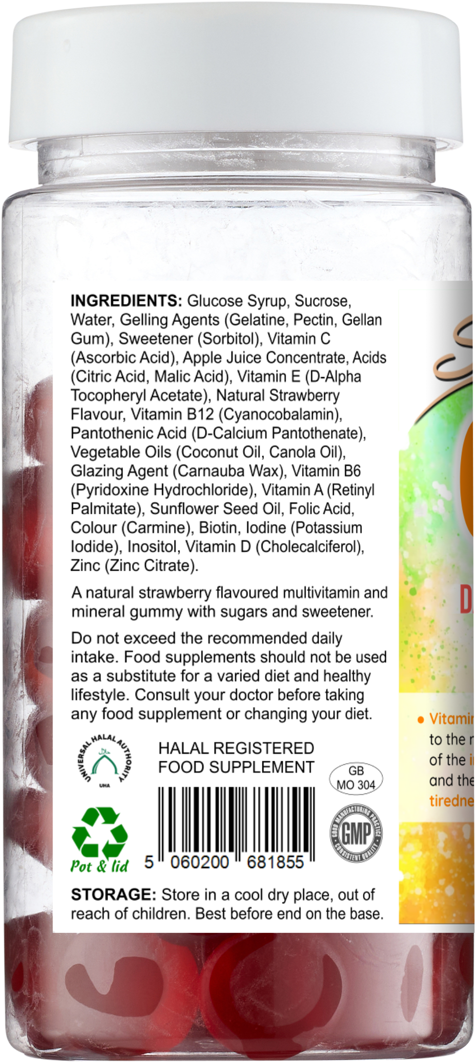 GummyNourish Daily multivitamin chewable gummies for adults (natural strawberry flavour):