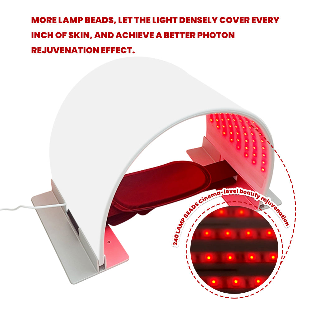 LMPH240 arched dome mask design with 240 lamp beads densely covering the interior for full photon rejuvenation coverage