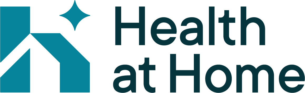 Logo for 'Health at Home' with a blue and white design.